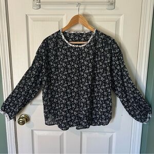 Madewell Print-Mix Meadow Shirt In Branch Floral Poet Button Down Blouse | L